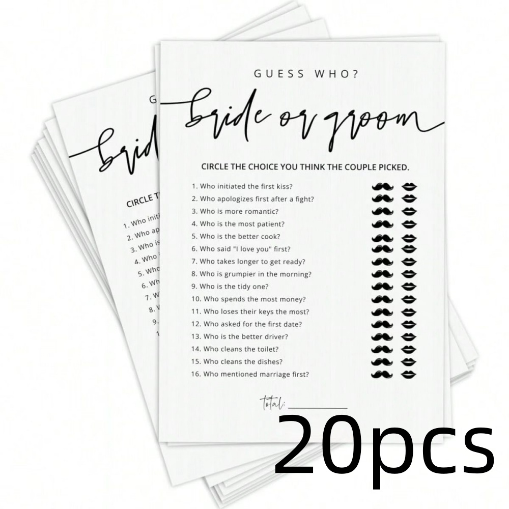 Party Games Bridal Shower - 20 Tarjetas de Juego para Bodas,